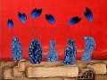 decoración de pared de flores azules original